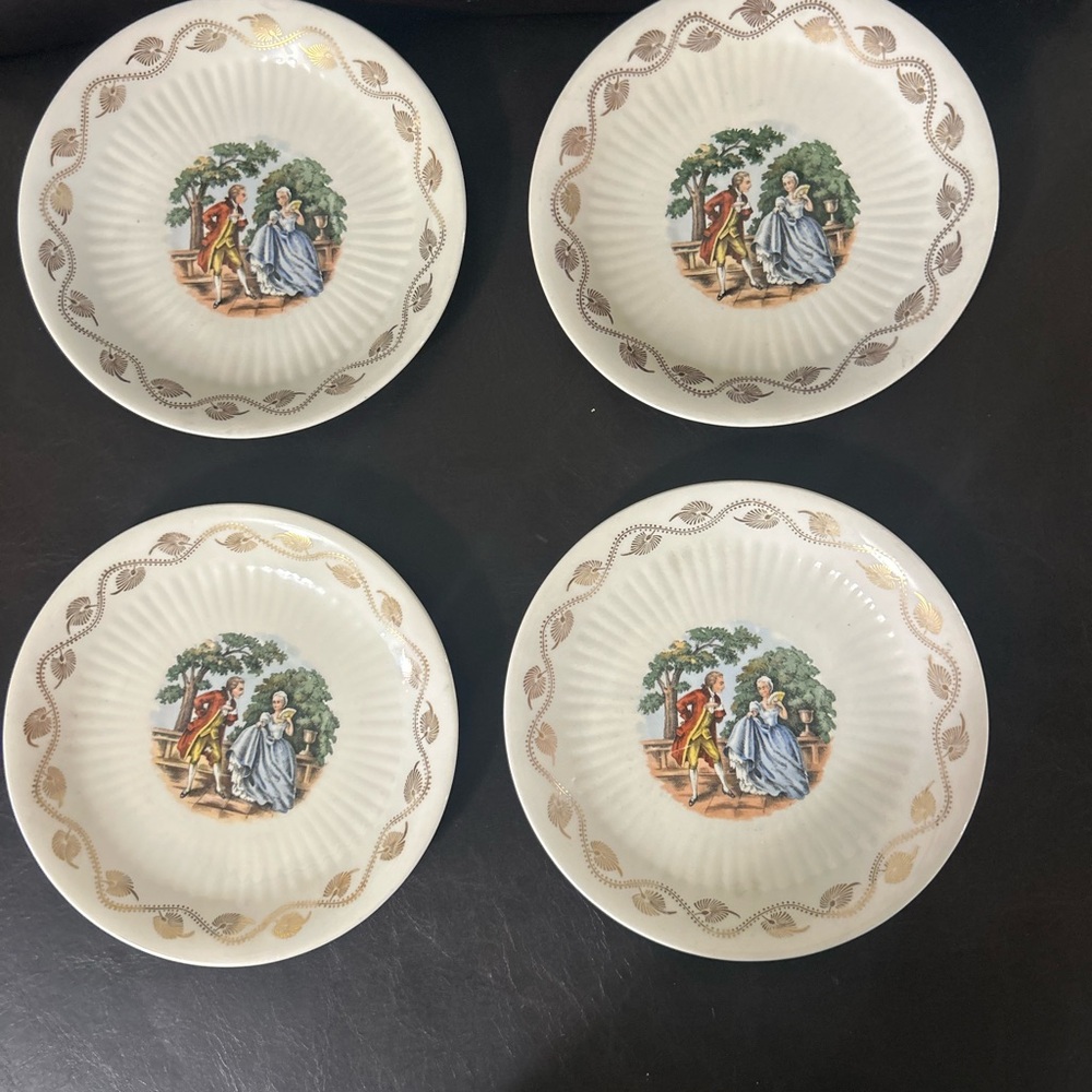 Bundle of 4 USA 250th Royal China Early America 22k Gold Desert Dish - Picture 2 of 6